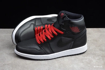 555088-060 BLACK - RETRO JORDAN RED SATIN 1 GYM HIGH 0812